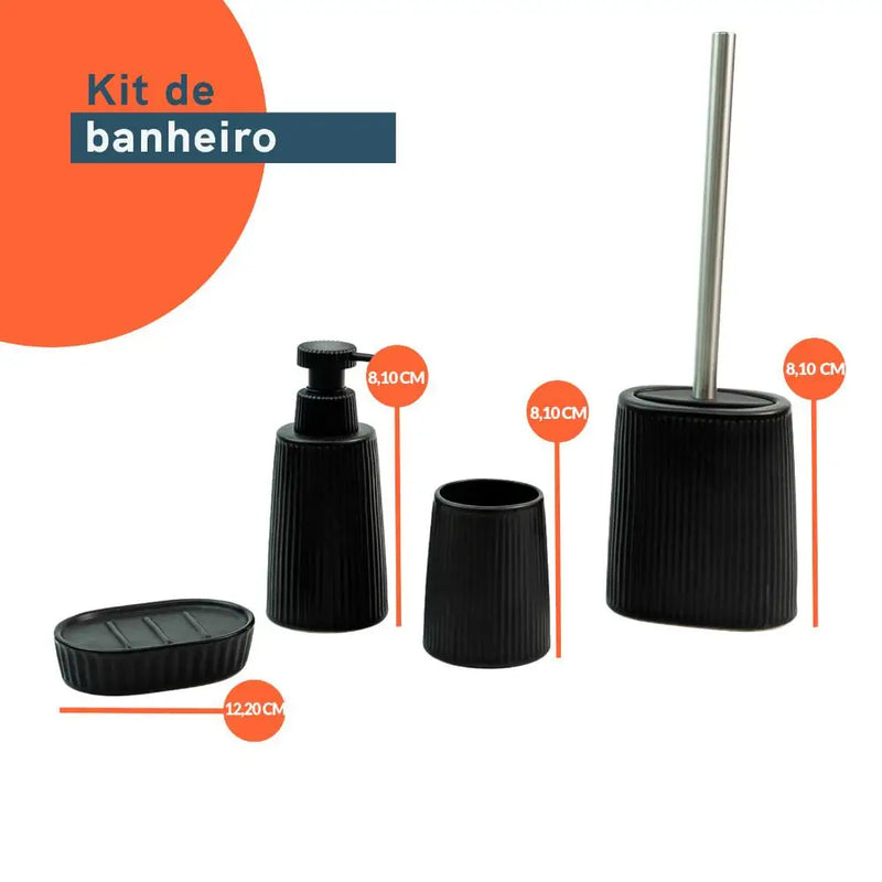 Kit Banheiro Saboneteira E Escova Sanitária 4 Pçs