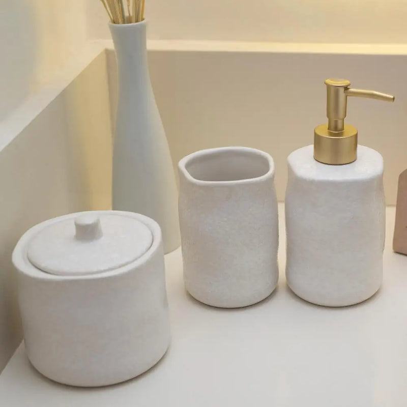 Porta sabonete líquido de cerâmica orgânico branco