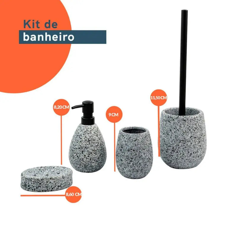 Kit Banheiro Saboneteira E Escova Sanitária 4 Pçs