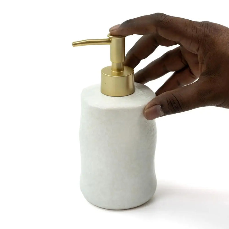 Porta sabonete líquido de cerâmica orgânico branco